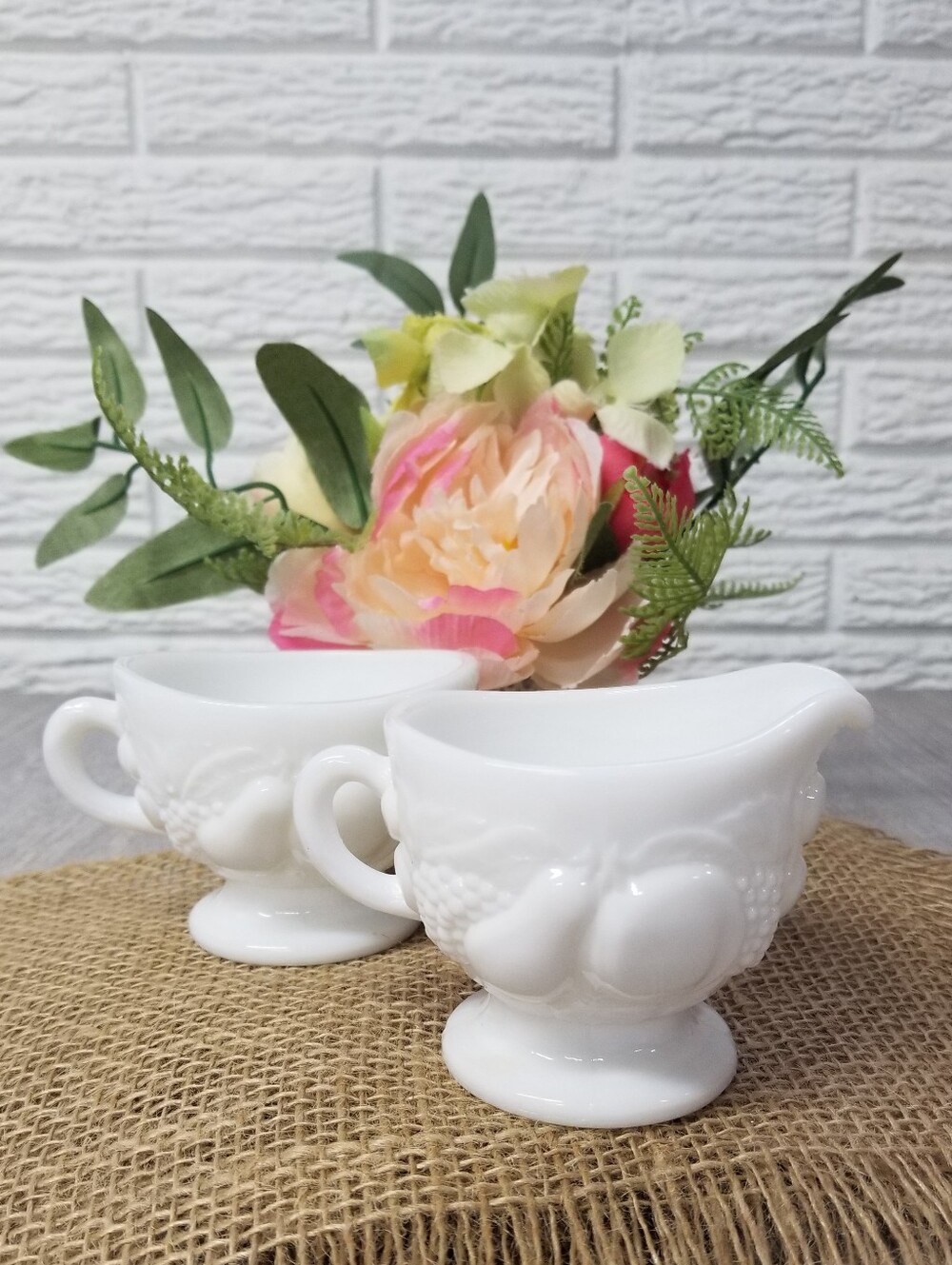 Milk Glass Sugar/Creamer Set